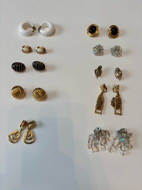 Brand-name costume jewelry women’s clip and screw back earrings.